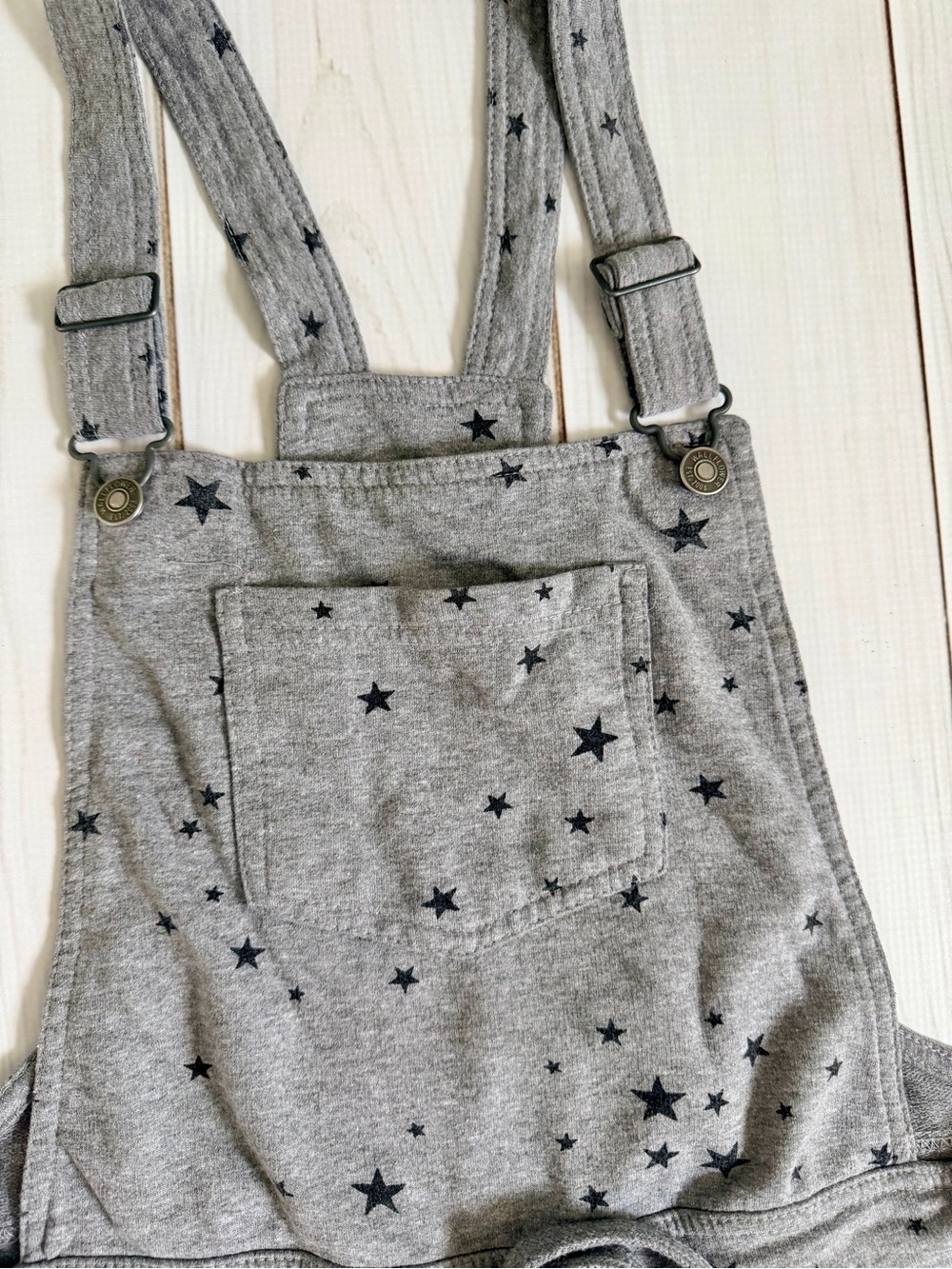 Gray Star-Print Women's Short Overalls - Picture 3 of 4